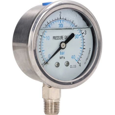 Manomètre à huile en acier inoxydable résistant aux vibrations, raccord inférieur 1/4" NPT, 0-4 MPa (1/5)