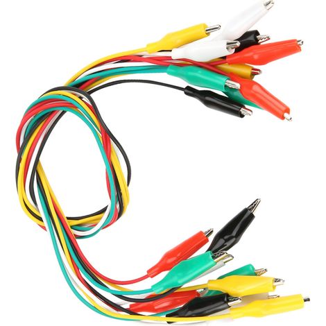 Confezione da 10 cavi di prova con morsetti a coccodrillo – 50 cm – isolati – per elettronica – autoconnettivi (1/5)