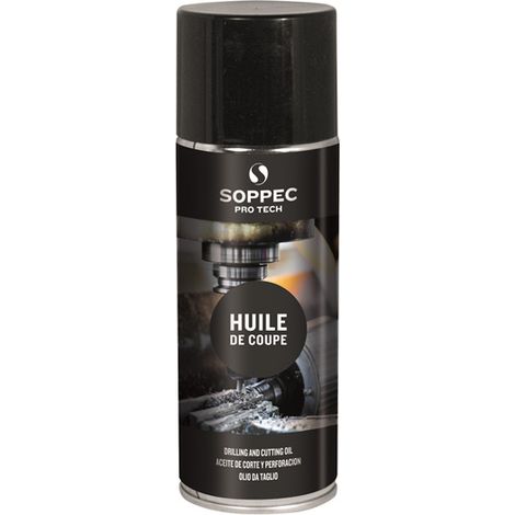Soppec – Huile de coupe aérosol 400ml – Réduit la surchauffe des métaux – Huiles minérales avec additifs anti-usure – Pour forage et découpage