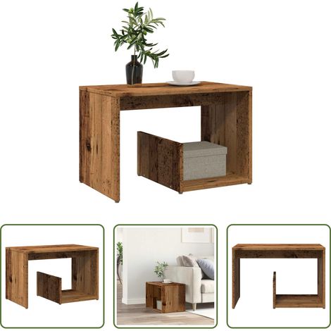 Bois d'ingénierie -  Table d'appoint vieux bois 59x36x38 cm bois d'ingénierie (1/5)