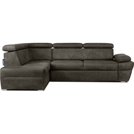 KONSIMO RATLO Ecksofa , Schlaffunktion, 4 /5 Sitzer, Bettkasten, Lederoptik, grau (1/5)