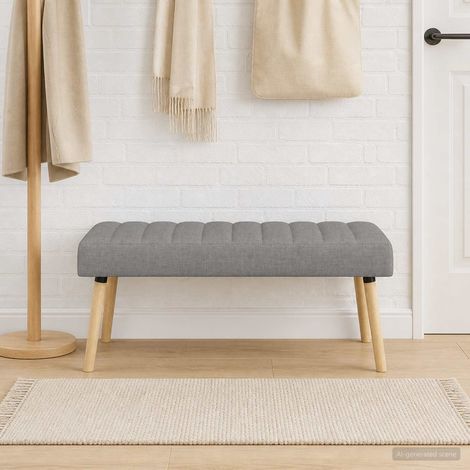 vidaXL Banc capitonné canal Gris clair 110 x 40 x 46 cm Tissu (1/5)