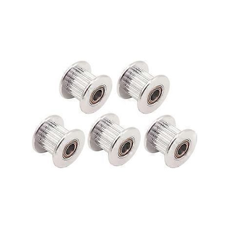 2 GT GT2 Riemenscheibe aus Aluminium, 20 Zähne, 3 mm/5 mm Bohrung für 3D-Drucker, 6 mm/10 mm Breite, Zahnriemen (5er-Pack) (10 mm – 20 Zähne – 5 mm Bohrung, mit bis