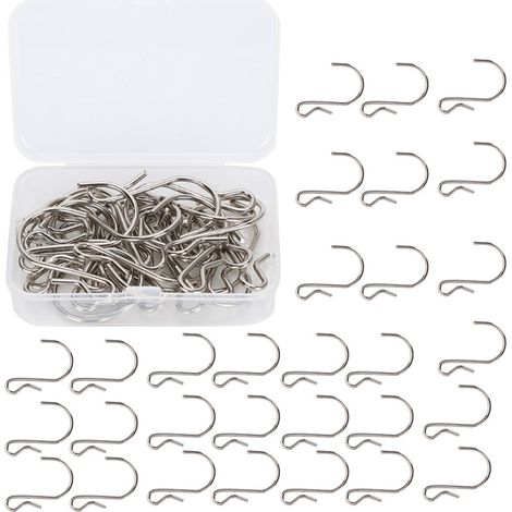 Beyamis Lot de 60 crochets en forme de S, multifonctionnels, en métal, pour la décoration et les rideaux de chambre. (1/5)