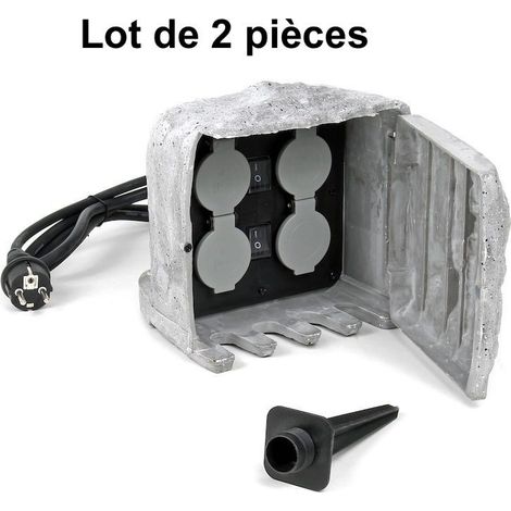 Lot de 2 Multiprises imitation pierre Étanche Pour Bassins De Jardin, Massifs De Fleurs (1/5)