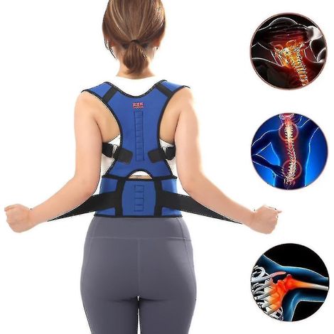 Lendenstützgürtel, Haltungskorrektor, orthopädischer Rücken- und Wirbelsäulenstützgürtel – XL – Blau (1/4)