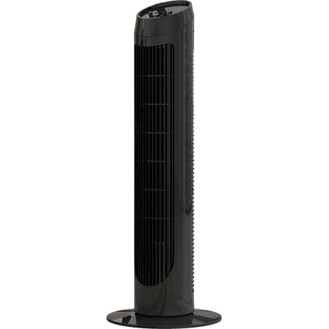 Ventilateur de tour 45W vertical silencieux 3 vitesses oscillation 70° salon Ø27x75 cm Noir