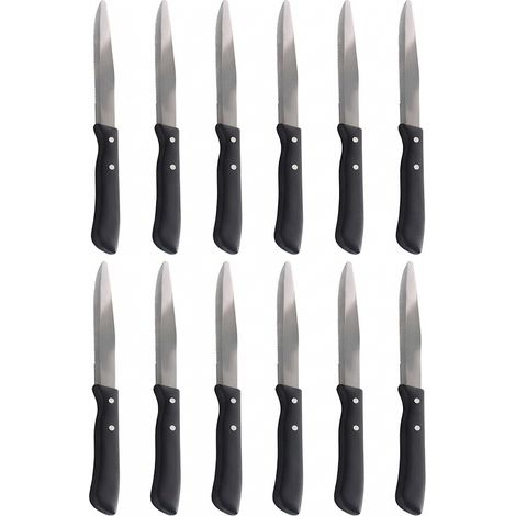 Set 12 Coltelli Bistecca e Pizza Professionali in Acciaio Inox AISI 420 Made in Italy con Lama Seghettata e Manico Chiodato in Polipropilene Nero Alta Resistenza uso professionale o domestico (1/5)