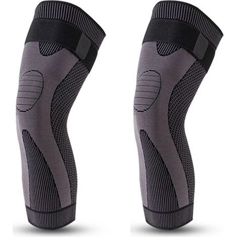 Genouillere Longue - Soutien Genou Extensible Avec Sangles Ajustables - Pour Sport Et Activite Physique - Taille Unique (1/5)
