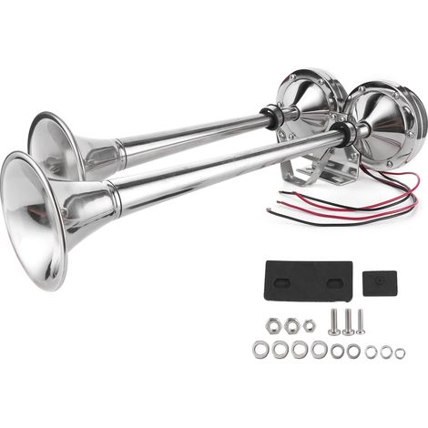125 DB Dual Trumpet 2V Stainl Steel Corne électrique pour les Bateaux, Marine Ade et Sound 380Hz. (1/5)