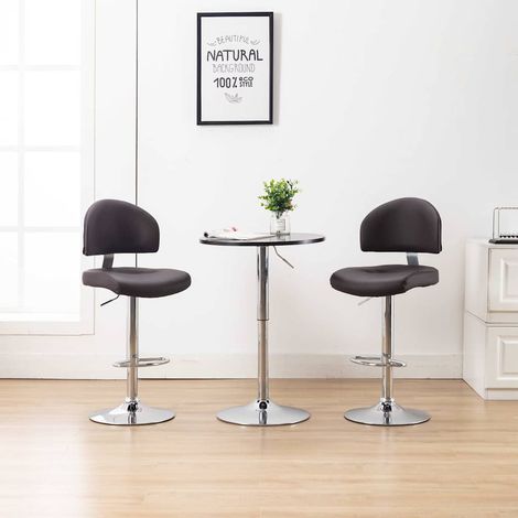 vidaXL Tabourets de bar lot de 2 marron similicuir (1/5)