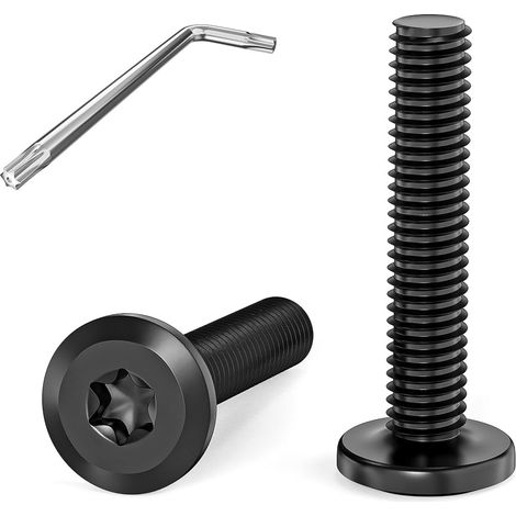 Lot de 10 vis M4 à tête plate M4 x 20 mm, pour montage de meubles, projets de travail du bois, avec clé Torx (1/5)