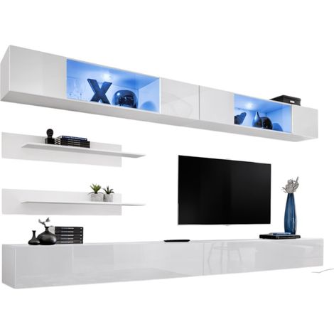 Set di mobili sospesi con LED di colore bianco. Collezione FLY. C