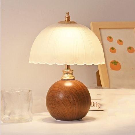 Retro Bedroom Ambient Table Lamp, Bedside Night Light, Brown, USB-Powered, 3-Color Switching + Stepless Dimming (1/5)