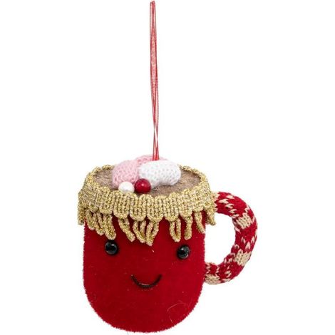 Paris Prix - Sujet De Noël Déco mug Chocolat 10cm Rouge