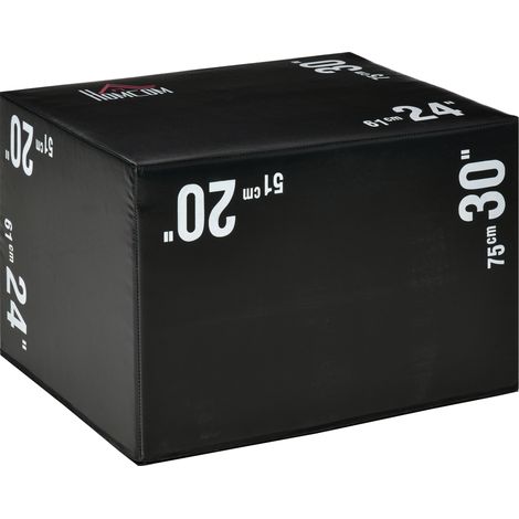 Plyo Box 3 en 1 3 niveaux Jumping Box Pliométrique Capacité 120 kg Noir 75 x 51 x 61 cm (1/5)