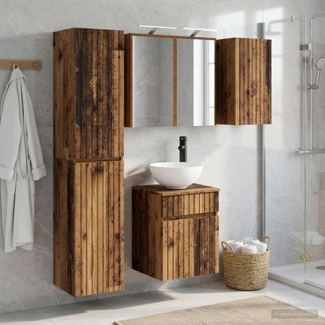 vidaXL Bathroom Cabinet Set 5 pcs Old Wood Engineered Wood (1/5)