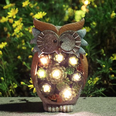 Statue Jardin Extérieur Animaux Décoration, Lumière Solaire Hibou en Résine à Énergie Solaire, Lampe Lumineuse Jardin Figurine Animale (1/4)