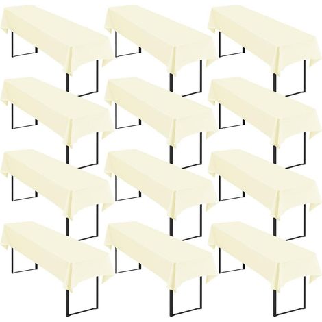 Lot de 12 nappes de table de bière Beige 250x100cm, facile d'entretien & lavable