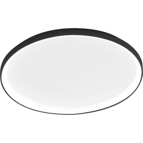 Krizia - Plafonnier Led Dimmable 80W - 5800Lm, Lumière Chaude 3000K, Diffuseur Opale, Aluminium Noir, D. 70 Cm, Design Moderne (1/5)