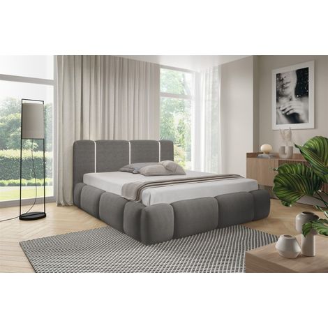 Polsterbett Schlafzimmerbett SPRINGS Komplettset 200x200cm in Stoff Lambi Grau