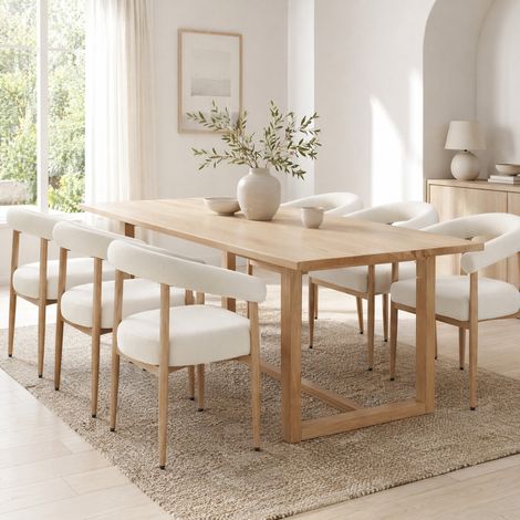 Set di 6 sedie da pranzo in acciaio, con schienale imbottito e gambe regolabili, bianco (1/4)