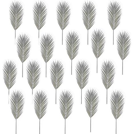 20 feuilles artificielles de palmier à branche unique, à tige lâche et à motif tournesol, pour la maison, un mariage ou un salon. (1/5)