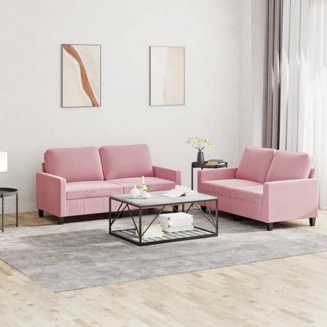 Juego de sofás con cojines 2 piezas terciopelo rosa vidaXL (1/5)