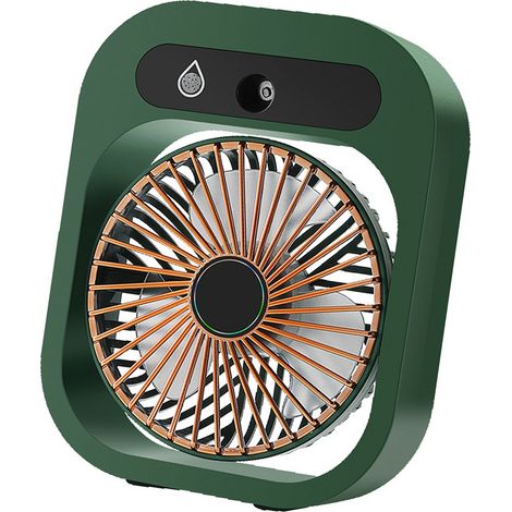 Ventilateur brumisateur de bureau, 3 vitesses de ventilation, ventilateur de refroidissement à turbine, petit ventilateur silencieux, rechargeable par USB, vert (1/5)
