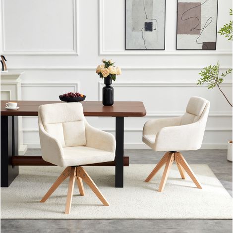 MEUBLIV 2er-Set Esszimmerstühle 45x43x87 cm Beige – drehbar (1/5)