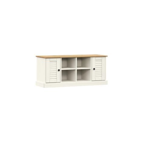 Banc à chaussures VIGO blanc 106x35x45 bois massif de pin (1/5)