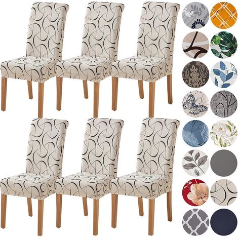 Stuhlhussen 6er Set, Stretch, abnehmbar, waschbar, für Esszimmerstühle (1/5)