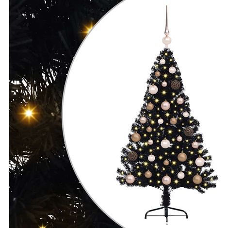 vidaXL Sapin de Noël artificiel pré-éclairé Noir 120 cm PVC (1/5)