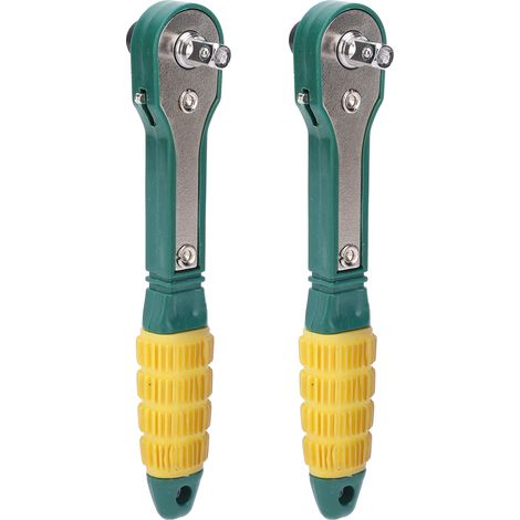 Clé à cliquet 1/4 avec douilles hexagonales en acier 45, 2 pièces, outil manuel 144mm, vert et jaune (1/5)