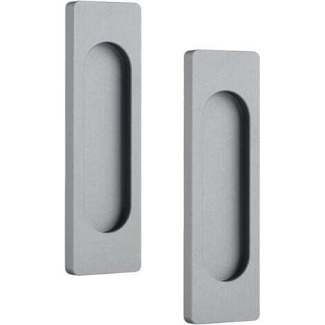 Lot de 2 poignées de porte coulissante ovales autocollantes en alliage d'aluminium - Poignée affleurante sans perforateur pour portes coulissantes
