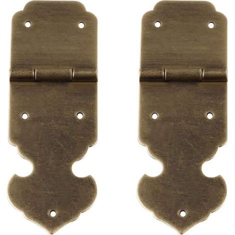 Set aus 2 dekorativen Scharnieren aus antikem Messing für Möbel, Schubladen, Türen, Schmuckkästchen (Antikbronze) (1/5)