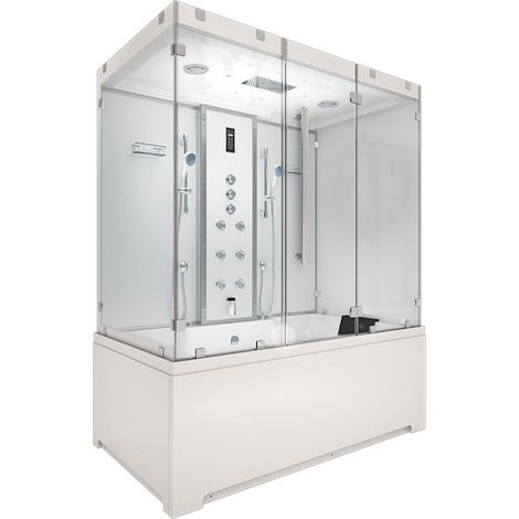 Kombination Badewanne Dusche K80-WS-TH-C-EC-EA Duschtempel 180x100 cm 2K Scheibenversiegelung (1/5)