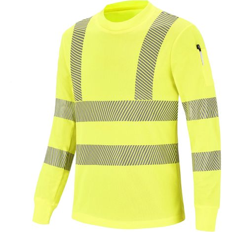 1 Tee-Shirt, microporeux, haute-visibilité, col polo, manche longue, sécurité travail