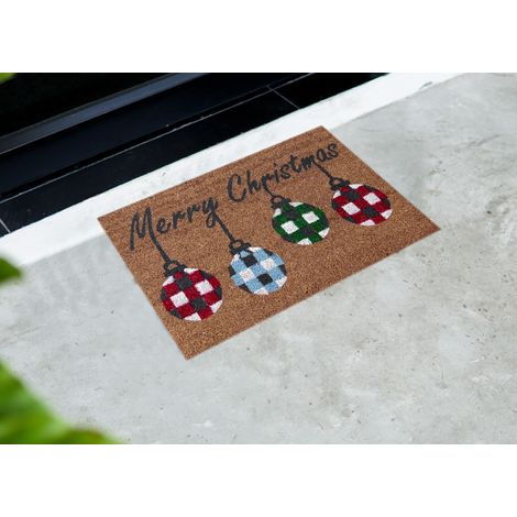 Zerbino Natale Cocco Ingresso Casa Esterno Antiscivolo Natalizio Fortuna Palline (1/4)