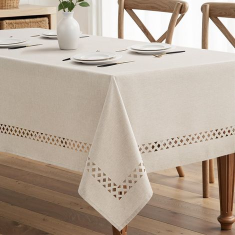 Nappe Lin Beige Table Cuisine 140x240cm 1Pz (1/5)