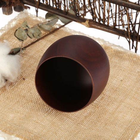 Traditionelle Kaffeetasse aus Naturholz, große, bauchige Teetasse aus Holz, rustikaler Becher aus Massivholz, handgefertigter Aufgussbehälter (1/3)