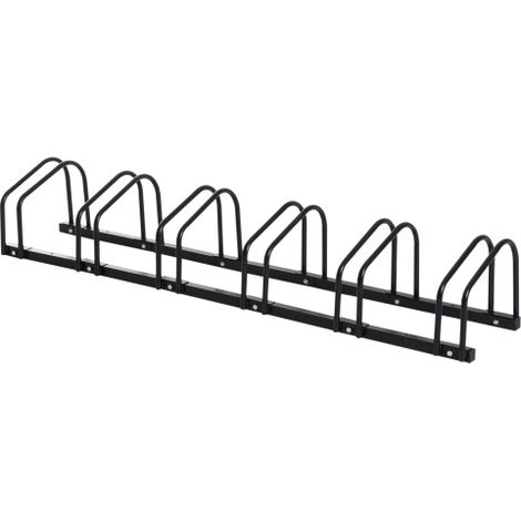 Portabiciclette, supporto per biciclette, supporto verticale, resistente alle intemperie, durevole, installabile a pavimento o a parete, in acciaio, può contenere fino a 6 biciclette, nero, 179 x 33 x (1/5)