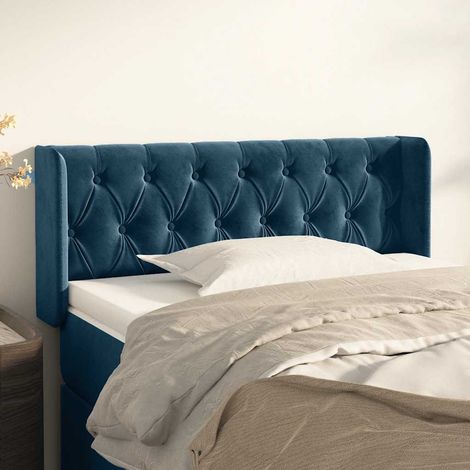 Tête de lit avec oreilles Style Classique Armoire de lit - Bleu foncé 93x16x78/88 cm Velours BV281109 - BonneVie (1/5)