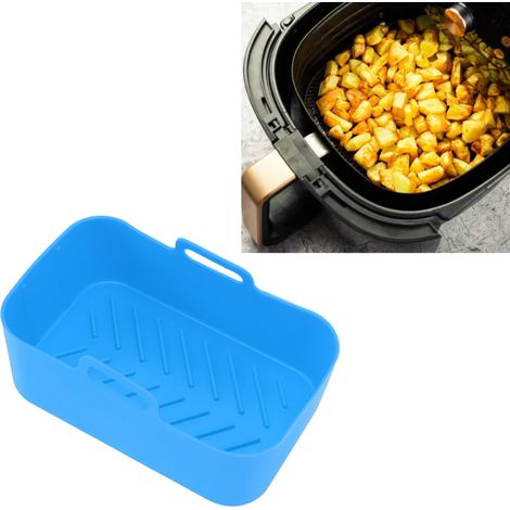 Convient pour la friteuse à air Ninja DZ201 Foodi 8QT à double panier. Accessoires en silicone : plaque et tapis (bleu). (1/5)