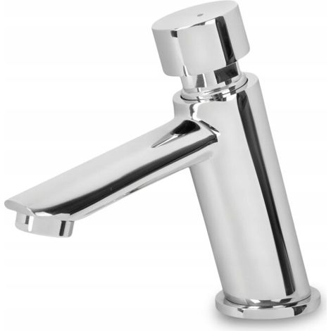 GRIFO DE LAVABO DE PIE MODERNO CROMADO CON TEMPORIZADOR (1/4)