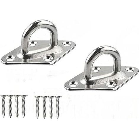 Lot de 2 crochets de suspension pour hamac en acier inoxydable 304 avec boulons à vis, crochets muraux pour fixation murale/plafond, pour chaise hamac suspendue/balançoire, 5 mm x 60 mm (1/5)