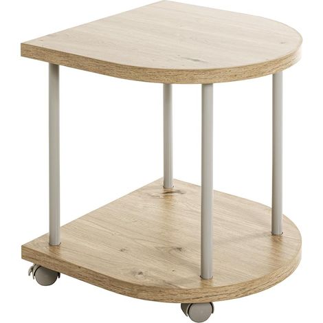 Table d'appoint sur roulettes, chêne Clair, Gris Cachemire, Plateau en MDF, Structure en métal, desserte à roulettes - Dimensions : L 40 x H 45 x P 40 cm Style : Moderne (1/5)