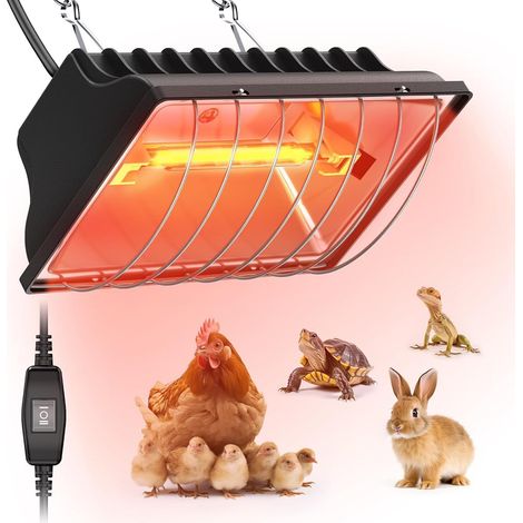 Lampe Chauffante Infrarouge pour Poulailler Chauffage Élevage Poussins Animaux 175W (1/5)