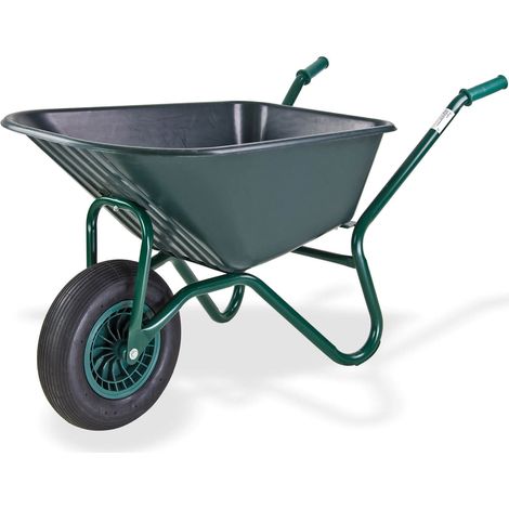 Schubkarre 130x68x70cm Schubkarren Bauschubkarre 85 Liter Profi Kunststoffwanne (1/5)