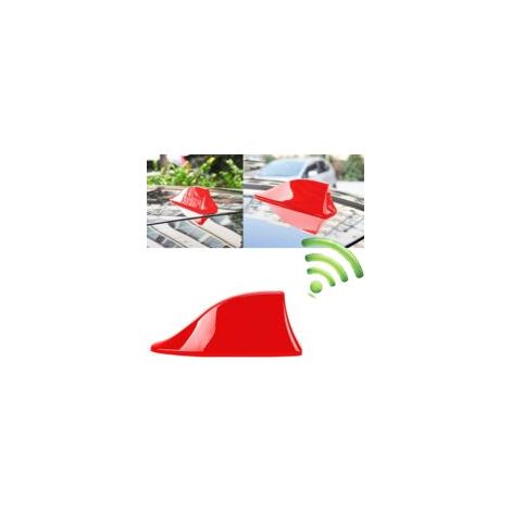 Aileron de requin de voiture, Antenne de requin Antenne radio de toit étanche unversel pour voiture Antenne radio FM avec base adhésive étanche (Rouge)